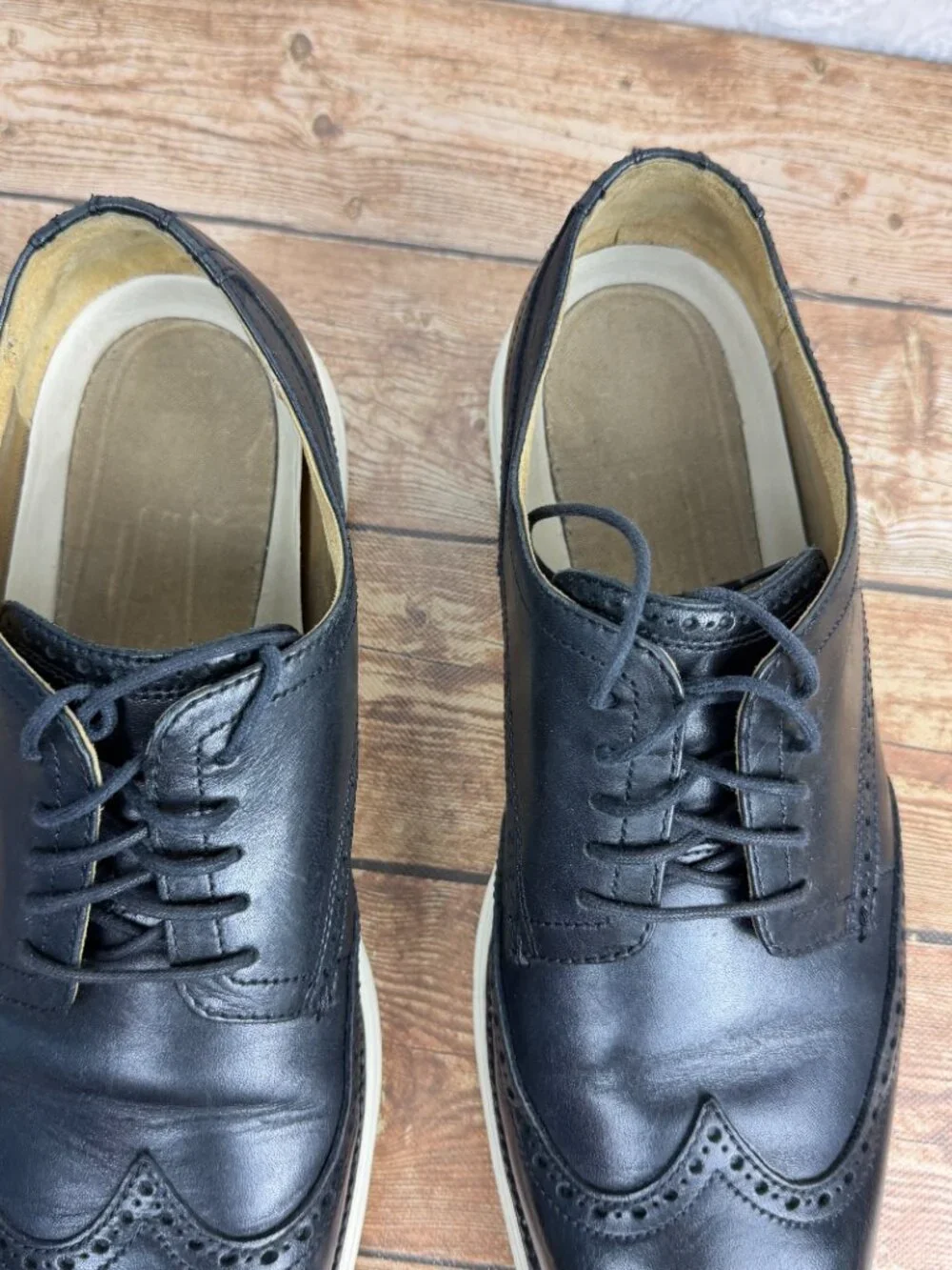 Cole Haan Men's 13 Black Leather Wingtip Oxford Brogue Dress Shoes OriginalGrand